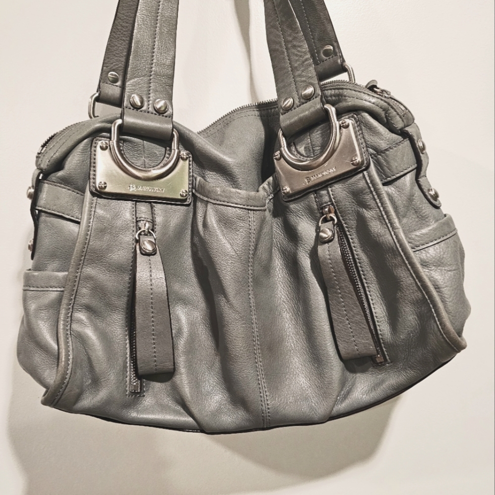 B. Makowsky gray leather handbag